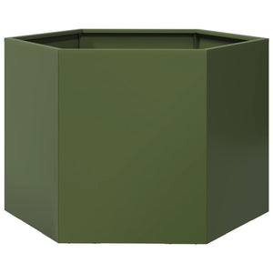 Ζαρντινιέρα Κήπου Εξάγωνη Πράσινη Λαδί 69x60x45 εκ. Ατσάλι