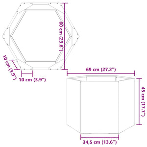 Ζαρντινιέρα Κήπου Εξάγωνη 69x60x45 εκ. Γαλβανισμένο Χάλυβα