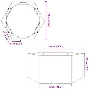Ζαρντινιέρα Κήπου Εξάγωνη Μαύρη 104x90x45 εκ. Ατσάλι - Pakobazaar