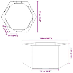 Ζαρντινιέρα Κήπου Εξάγωνη 104x90x45 εκ. Γαλβανισμένο Χάλυβα