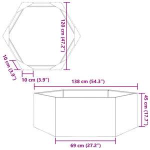 Ζαρντινιέρα Κήπου Εξάγωνη Μαύρη 138x120x45 εκ. Ατσάλι - Pakobazaar