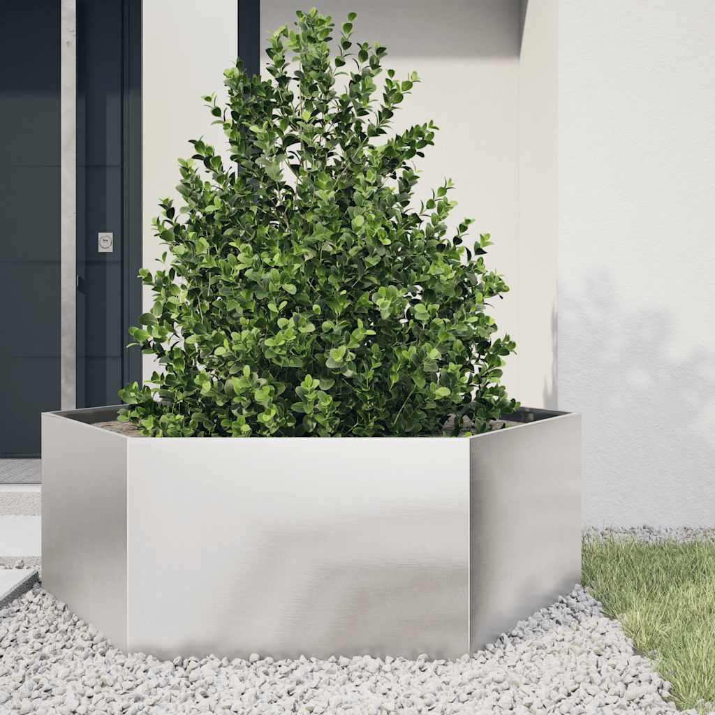 Ζαρντινιέρα Κήπου Εξάγωνη 138x120x45 εκ. Ανοξείδωτο Ατσάλι