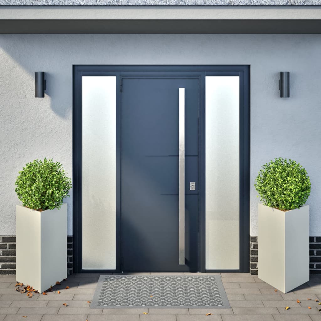 Ζαρντινιέρες Κήπου 2 τεμ. Λευκό Τρίγωνο 50x43x75 εκ. από Ατσάλι