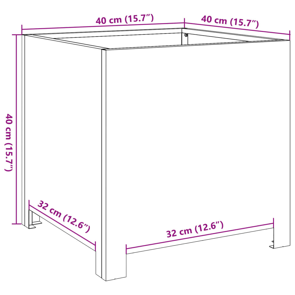 Ζαρντινιέρα Μαύρη 40 x 40 x 40 εκ. από Ατσάλι