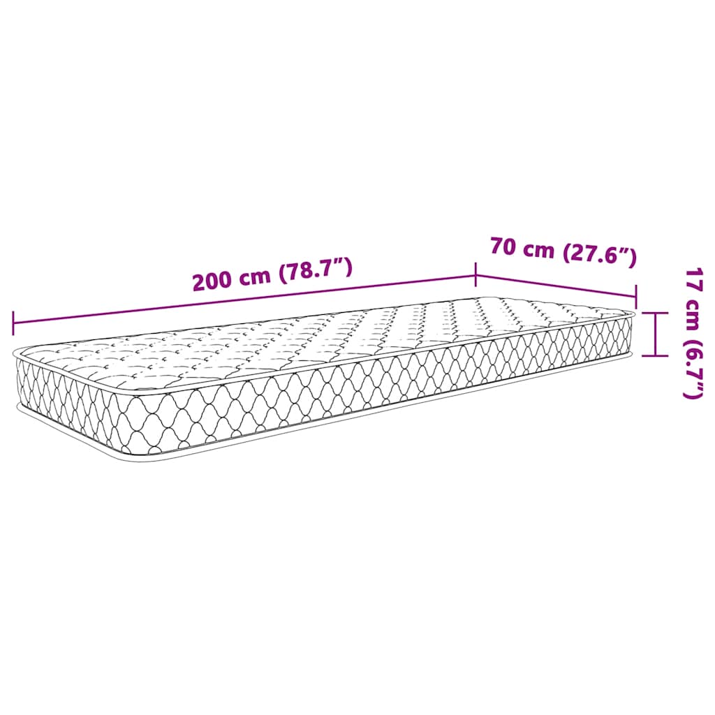 Στρώμα με Αφρό Μνήμης Λευκό 70x200x17 εκ. μαλακό