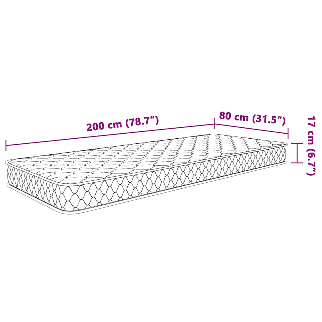 Στρώμα με Αφρό Μνήμης Λευκό 80x200x17 εκ. μαλακό
