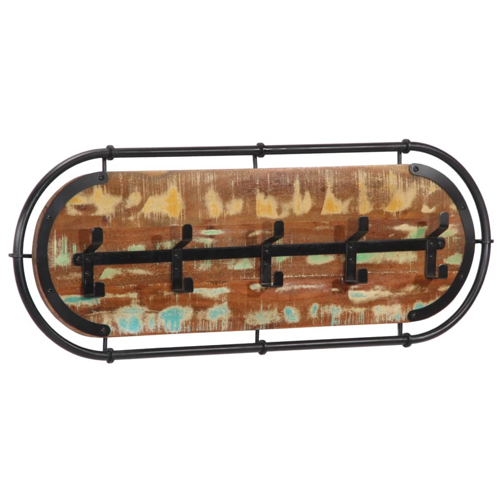 Κρεμάστρα Τοίχου με 5 Γάντζους Μασίφ Ανακυκλωμένο Ξύλο - Pakobazaar