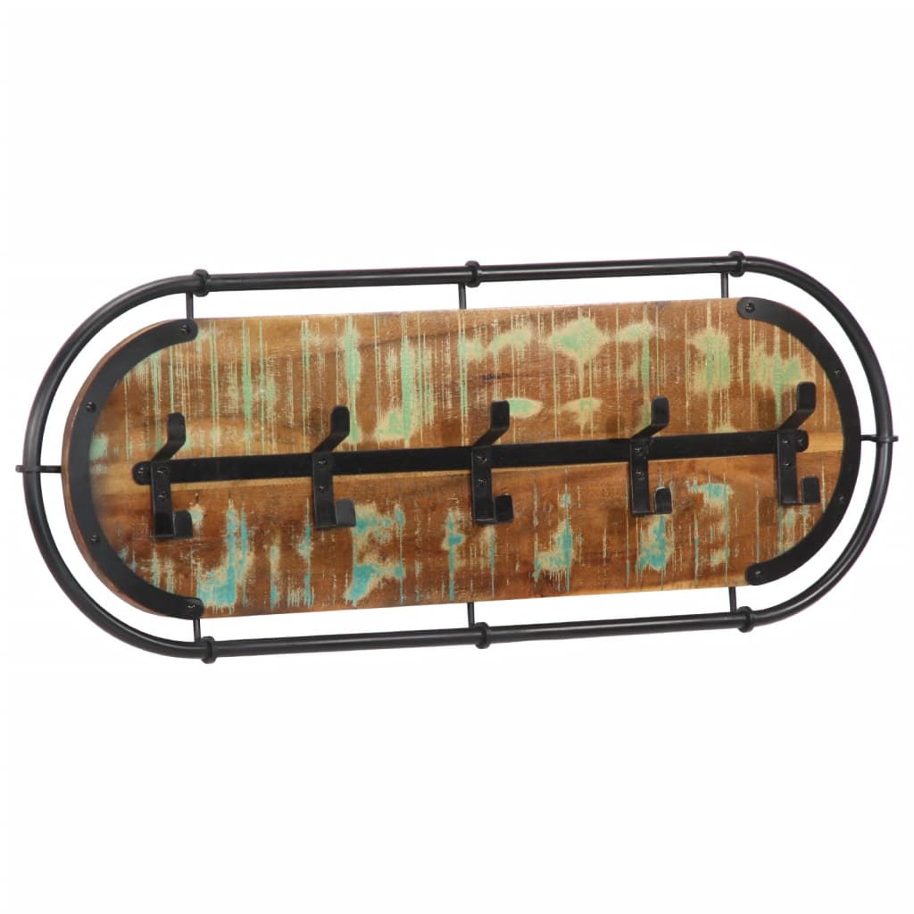 Κρεμάστρα Τοίχου με 5 Γάντζους Μασίφ Ανακυκλωμένο Ξύλο - Pakobazaar