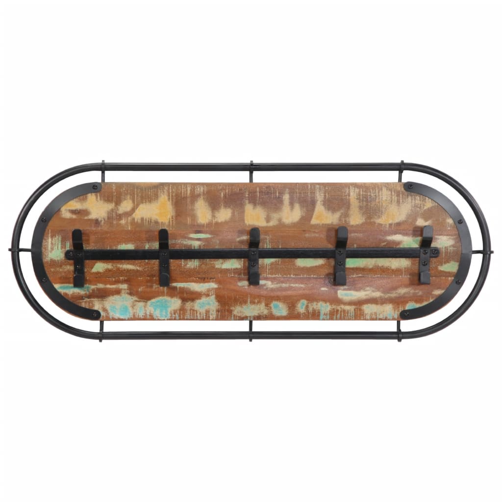 Κρεμάστρα Τοίχου με 5 Γάντζους Μασίφ Ανακυκλωμένο Ξύλο - Pakobazaar