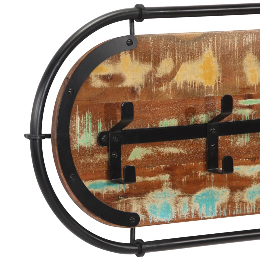 Κρεμάστρα Τοίχου με 5 Γάντζους Μασίφ Ανακυκλωμένο Ξύλο - Pakobazaar