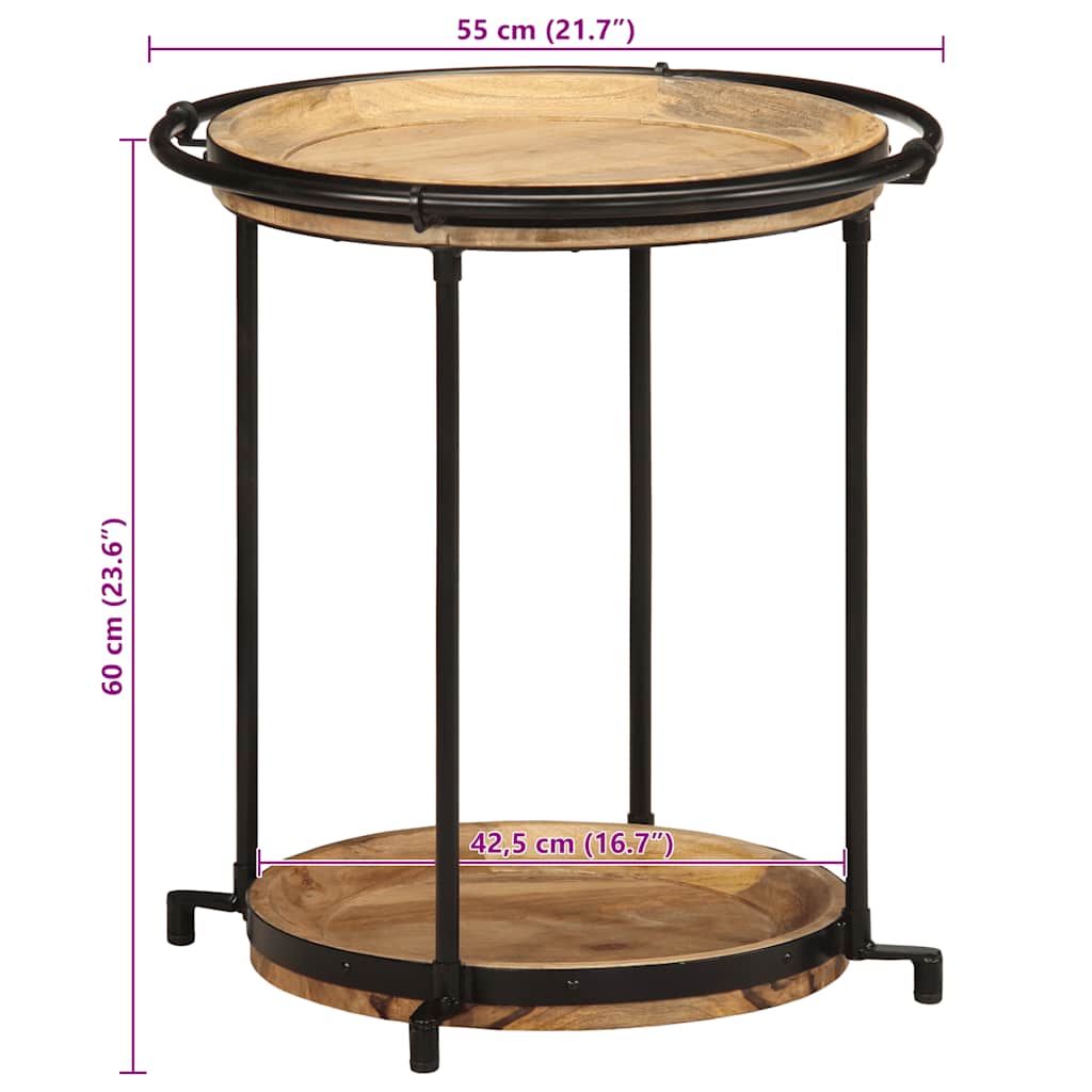 Συνοδευτικό τραπέζι Ø55x60 cm Μασίφ ξύλο Mango