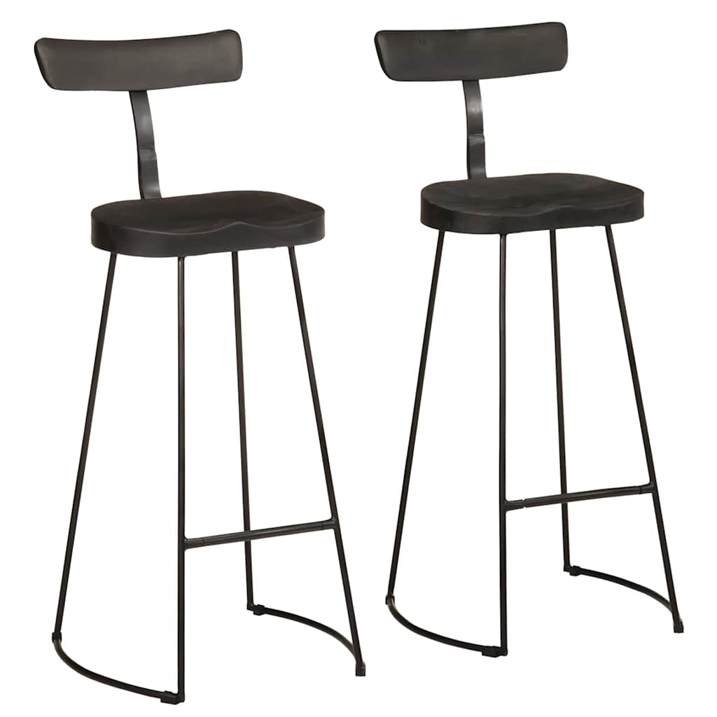 Bar Stools 2 τεμάχια Μαύρο 49x43x103 cm Στερεό ξύλο Mango - Pakobazaar