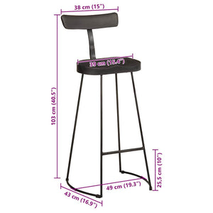 Bar Stools 2 τεμάχια Μαύρο 49x43x103 cm Στερεό ξύλο Mango - Pakobazaar
