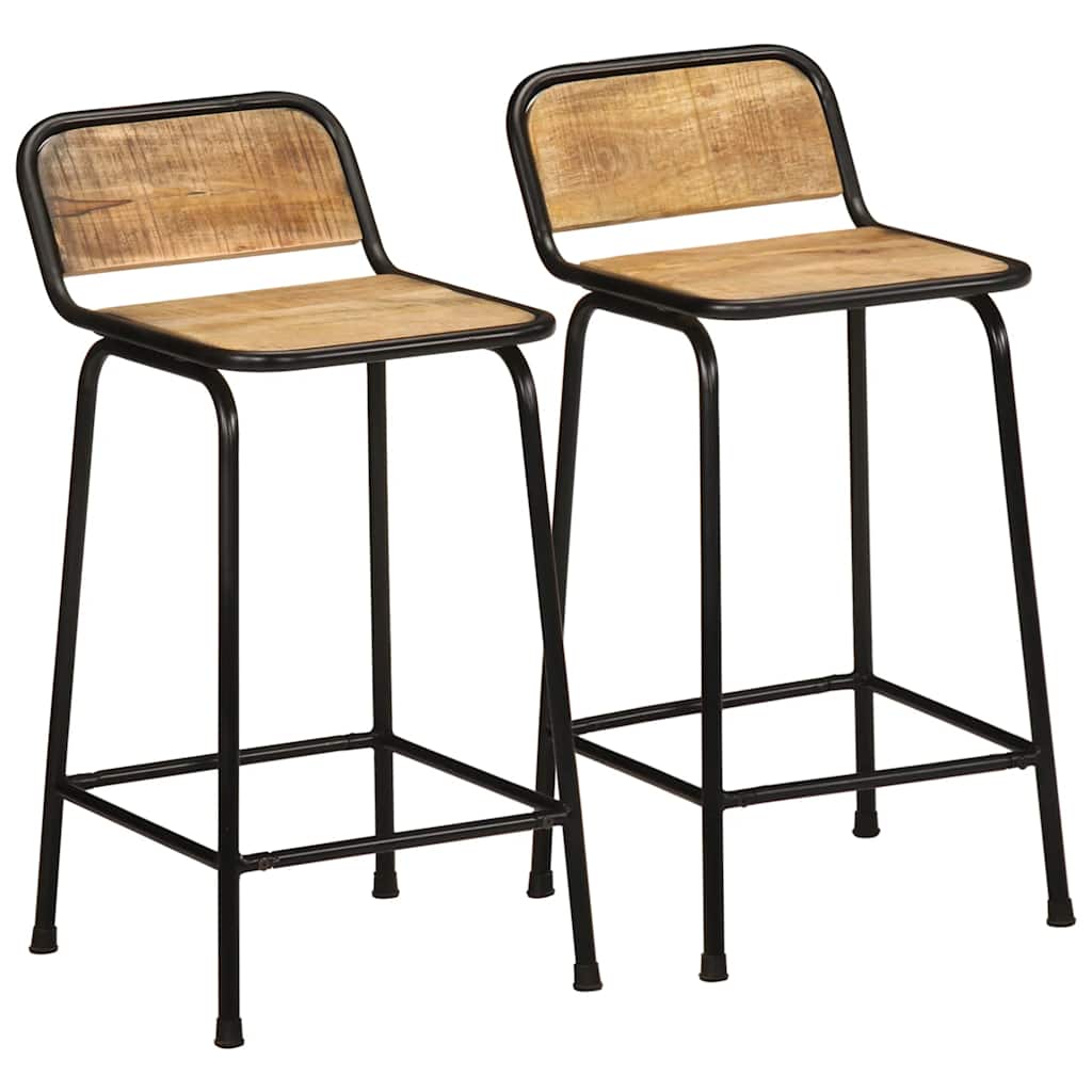 Bar Stools 2 τεμάχια 46x35,5x80 cm Στερεό ξύλο Rough Mango - Pakobazaar