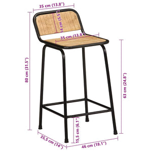 Bar Stools 2 τεμάχια 46x35,5x80 cm Στερεό ξύλο Rough Mango - Pakobazaar