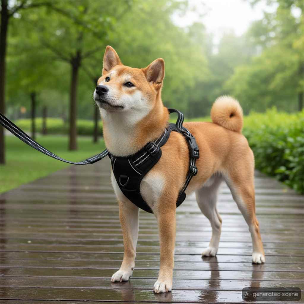 Λουρί Σκύλου με Αντανακλαστικές Λωρίδες Ρυθμιζόμενο Μαύρο M
