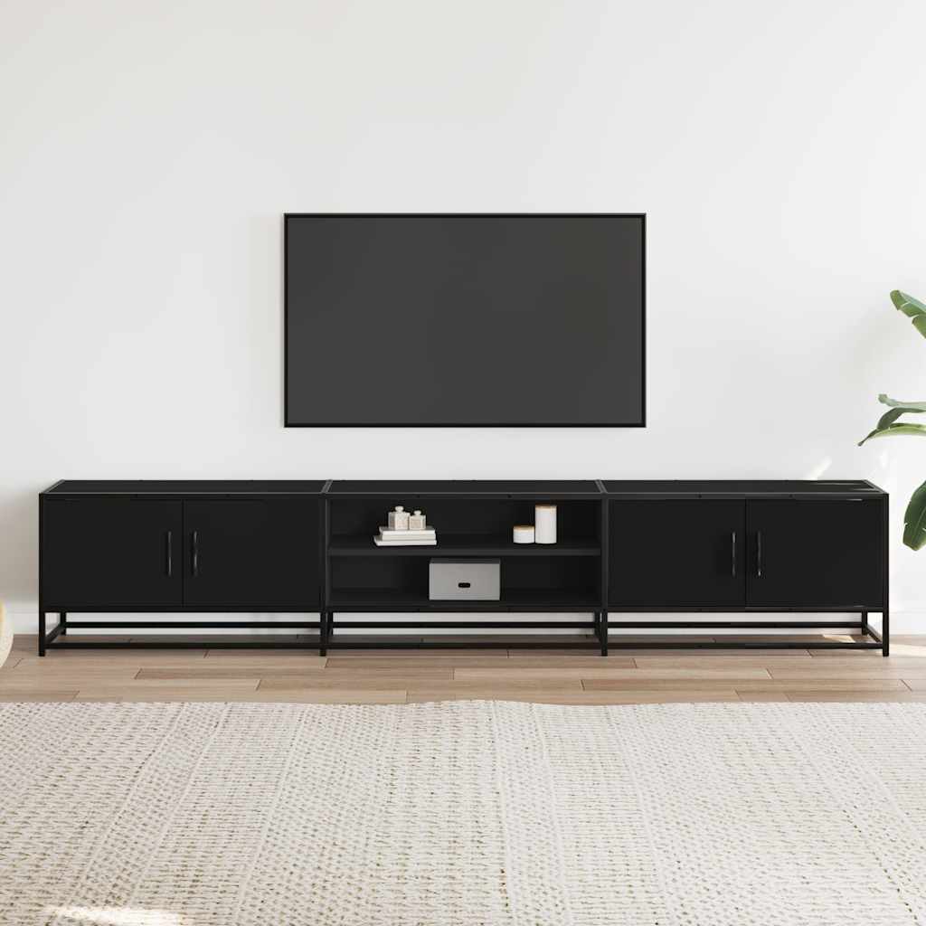 Έπιπλο Τηλεόρασης Μαύρο 210x35x41 εκ. Επεξεργασμένο Ξύλο