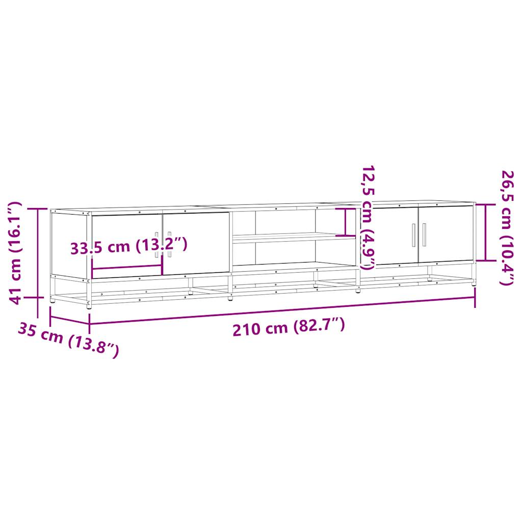 Έπιπλο Τηλεόρασης Μαύρο 210x35x41 εκ. Επεξεργασμένο Ξύλο