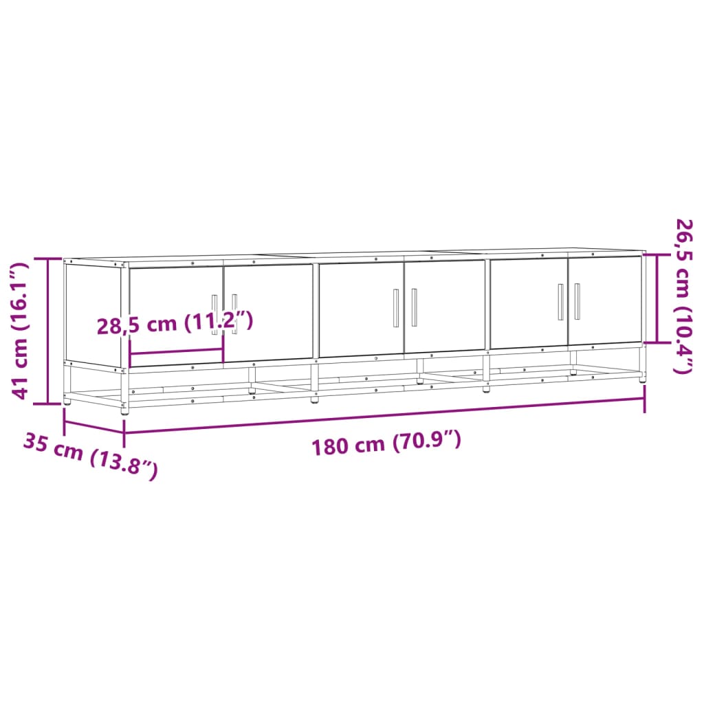 Έπιπλο Τηλεόρασης Μαύρο 180x35x41 εκ. Επεξεργασμένο Ξύλο