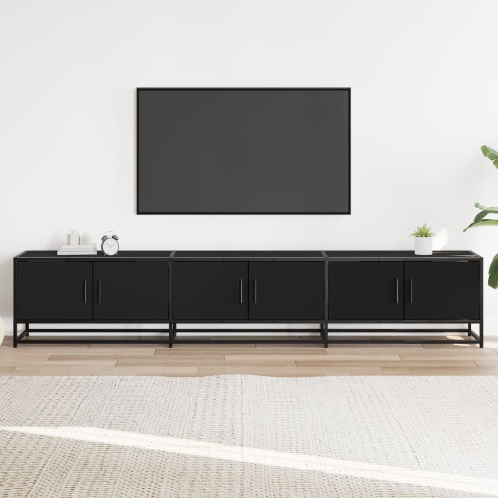 Έπιπλο Τηλεόρασης Μαύρο 210x35x41 εκ. Επεξεργασμένο Ξύλο