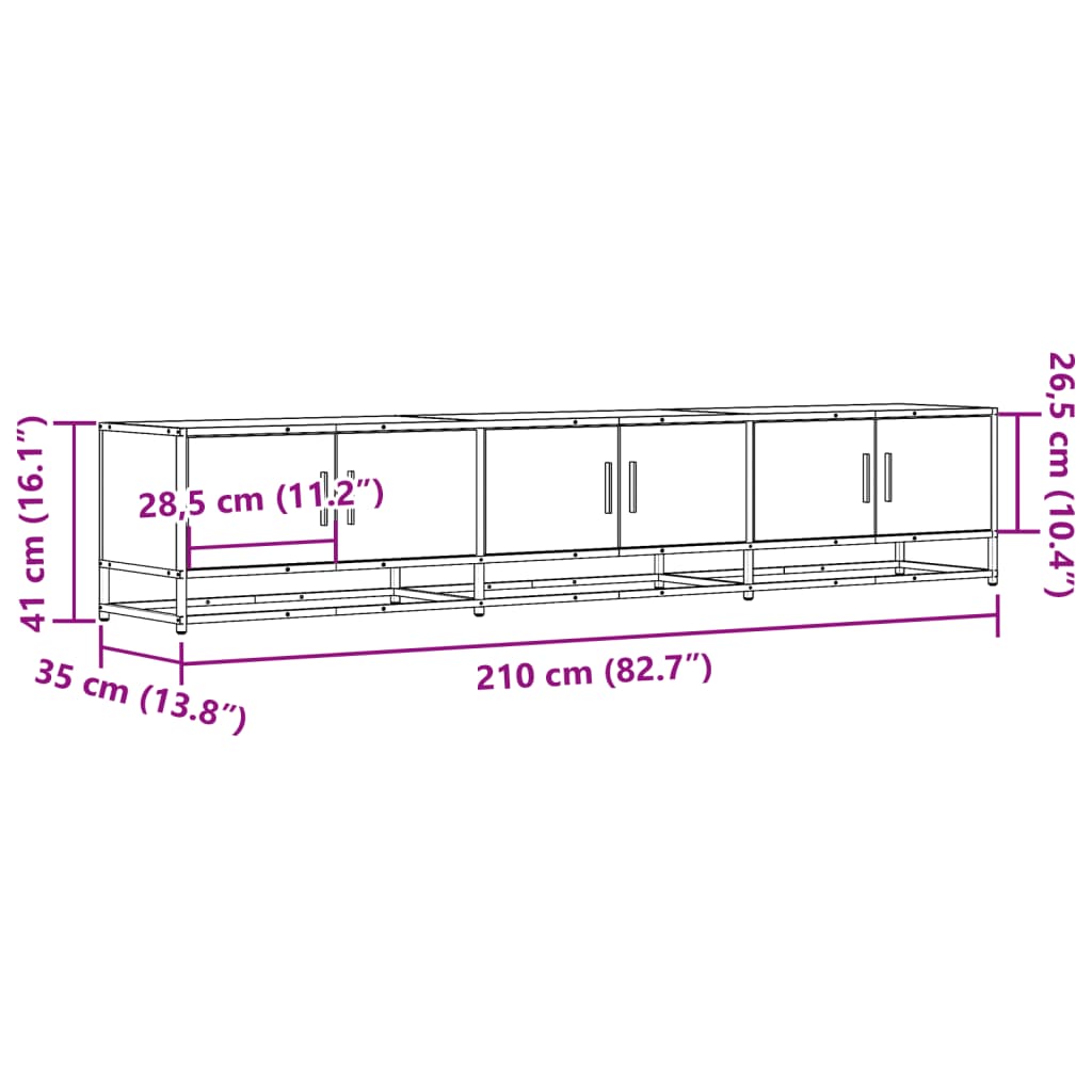 Έπιπλο Τηλεόρασης Μαύρο 210x35x41 εκ. Επεξεργασμένο Ξύλο