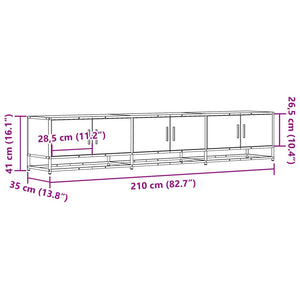 Έπιπλο Τηλεόρασης Μαύρο 210x35x41 εκ. Επεξεργασμένο Ξύλο