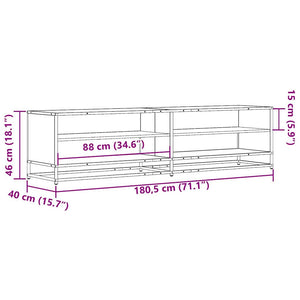 Ντουλάπι τηλεόρασης Sonoma Oak 180,5x40x46 cm Ξύλινη κατασκευή