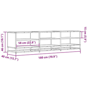 Έπιπλο Τηλεόρασης Μαύρο 180x40x46 εκ. από Επεξεργασμένο Ξύλο