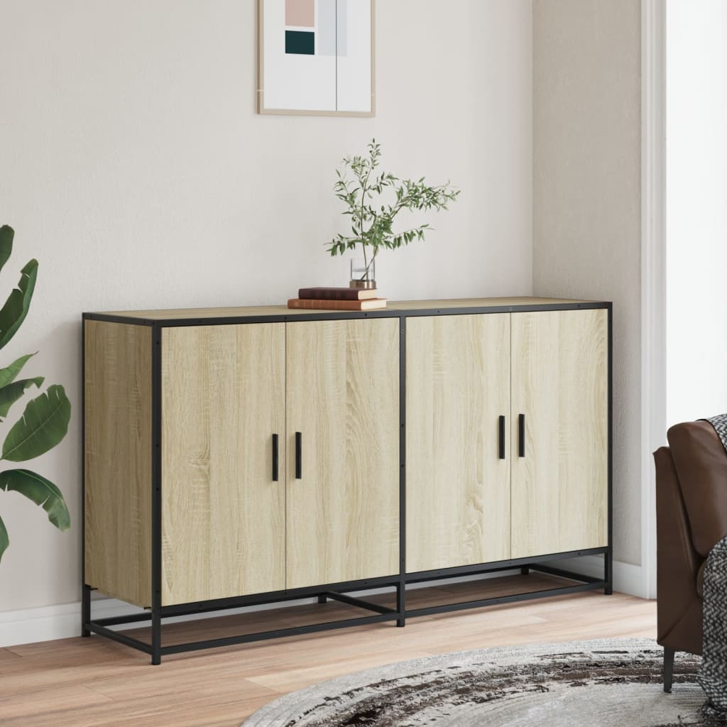 Sideboard Sonoma Oak 134x35x76 cm Κατασκευασμένο ξύλο - Pakobazaar