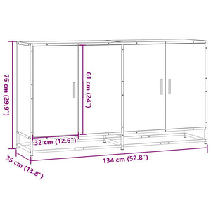 Sideboard Καπνιστή δρυς 134x35x76 cm Ξύλινη κατασκευή