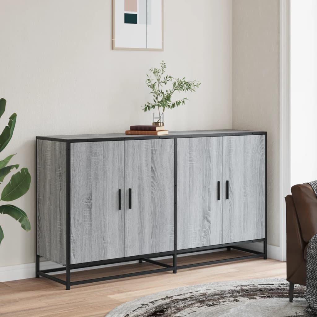 Sideboard Grey Sonoma 134x35x76 cm Ξύλινο μηχανουργικό ξύλο