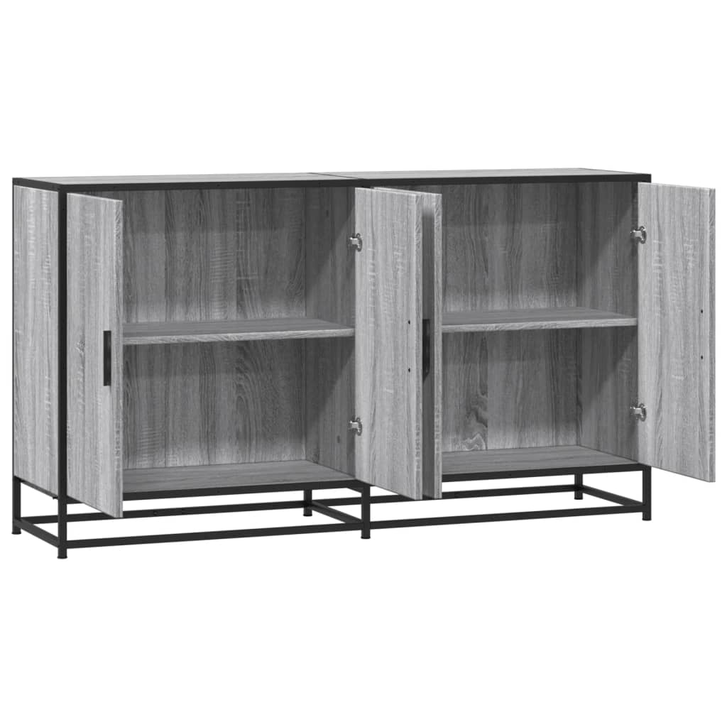 Sideboard Grey Sonoma 134x35x76 cm Ξύλινο μηχανουργικό ξύλο