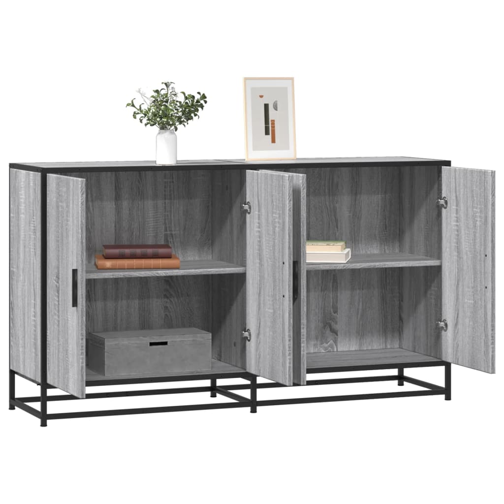 Sideboard Grey Sonoma 134x35x76 cm Ξύλινο μηχανουργικό ξύλο