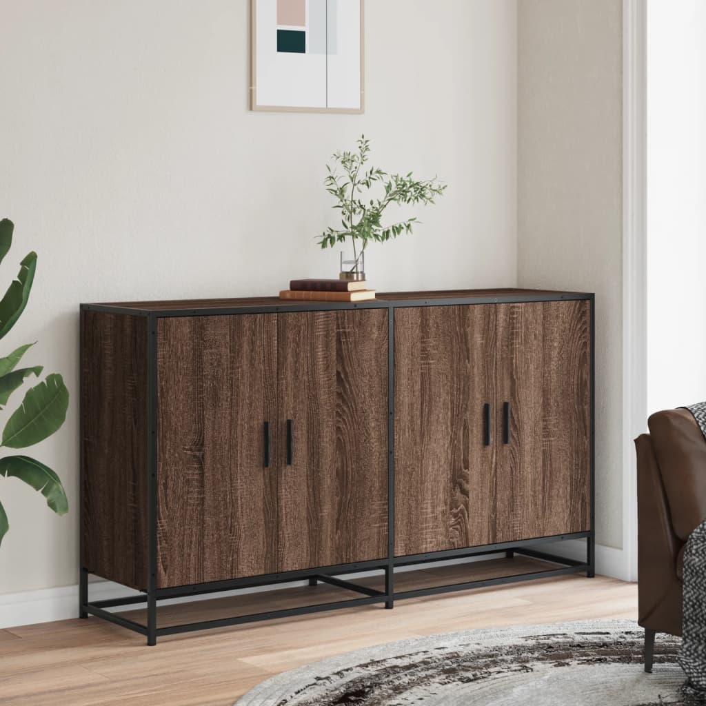 Sideboard καφέ δρυς 134x35x76 cm Κατασκευασμένο ξύλο