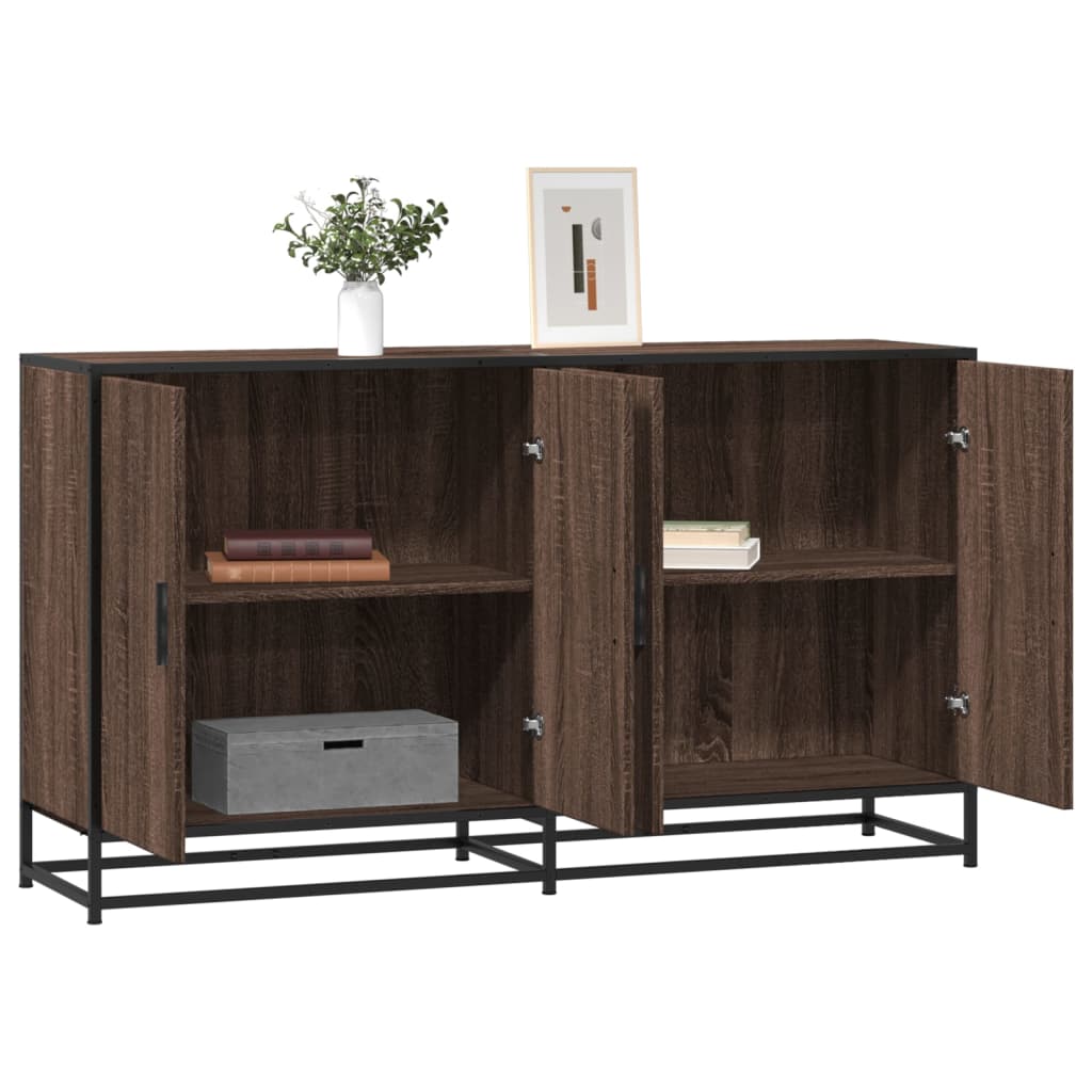 Sideboard καφέ δρυς 134x35x76 cm Κατασκευασμένο ξύλο