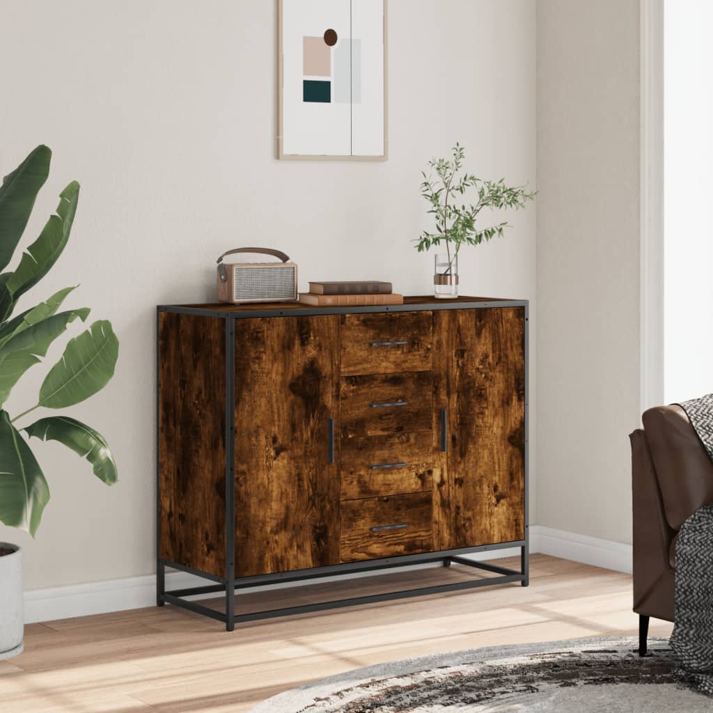 Sideboard Καπνιστή δρυς 92x35x76 cm Κατασκευασμένο ξύλο - Pakobazaar