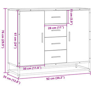 Sideboard Καπνιστή δρυς 92x35x76 cm Κατασκευασμένο ξύλο - Pakobazaar