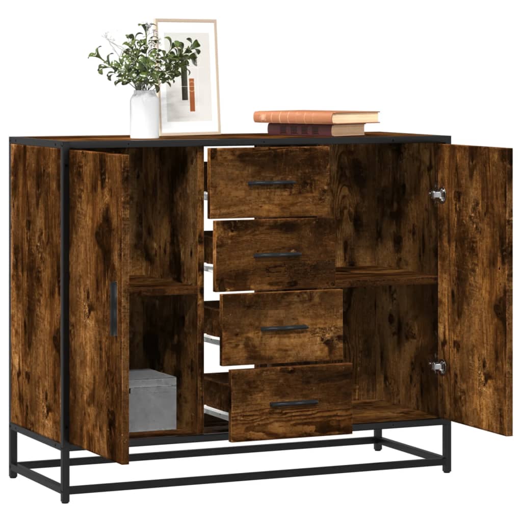 Sideboard Καπνιστή δρυς 92x35x76 cm Κατασκευασμένο ξύλο - Pakobazaar