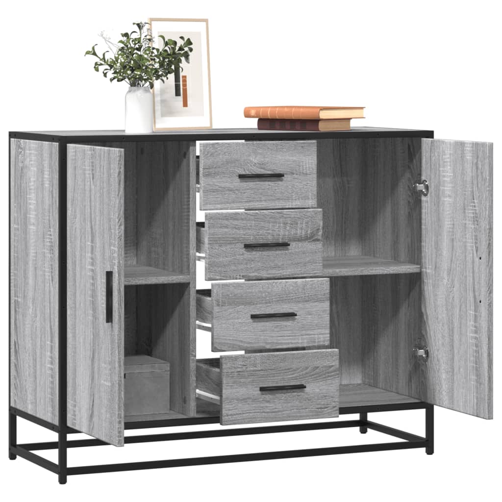 Sideboard Γκρι Sonoma 92x35x76 cm Ξύλινο μηχανουργικό ξύλο
