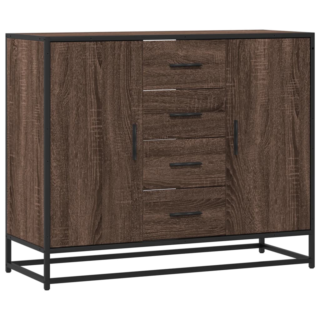 Sideboard καφέ δρυς 92x35x76 cm Ξύλινο μηχανουργικό ξύλο