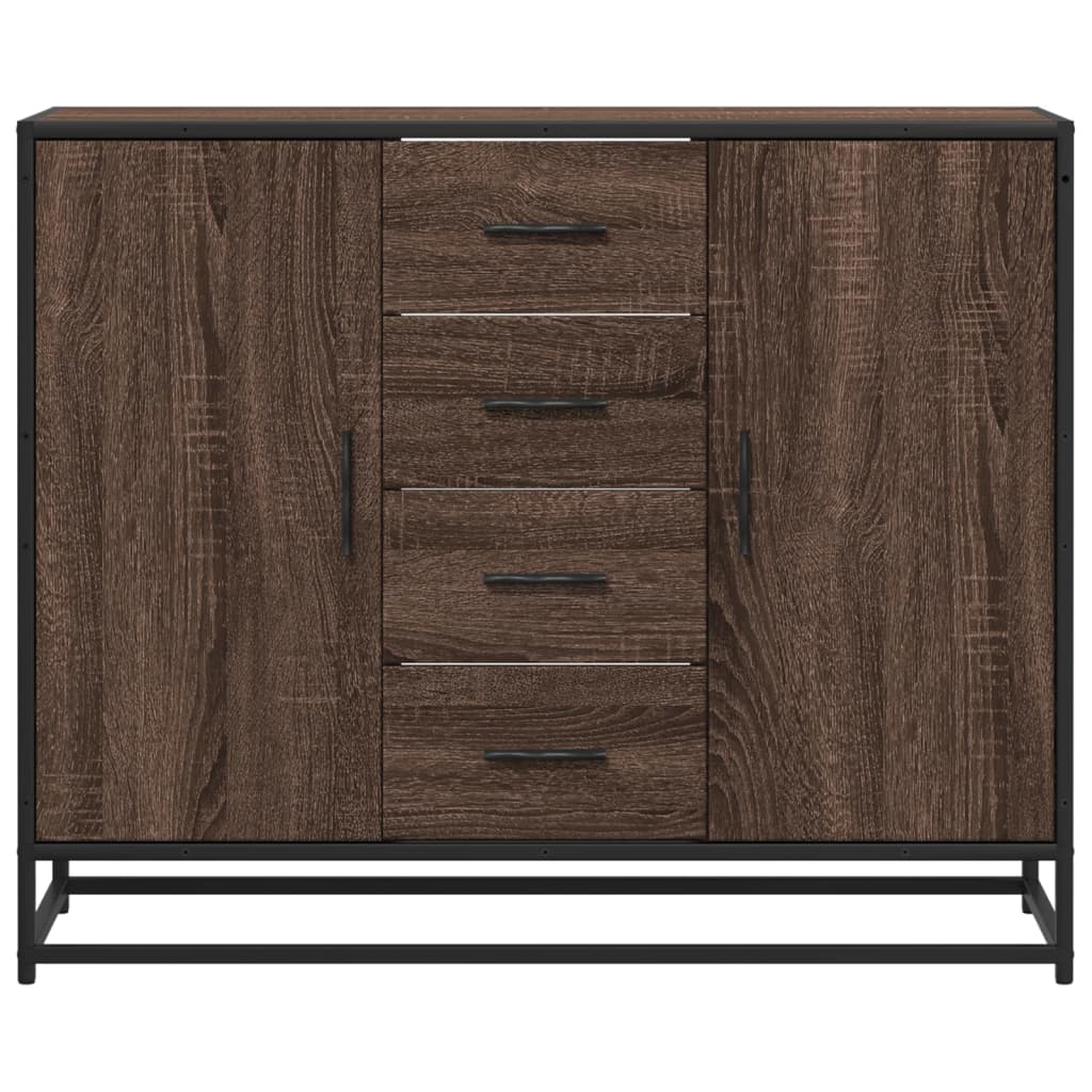 Sideboard καφέ δρυς 92x35x76 cm Ξύλινο μηχανουργικό ξύλο