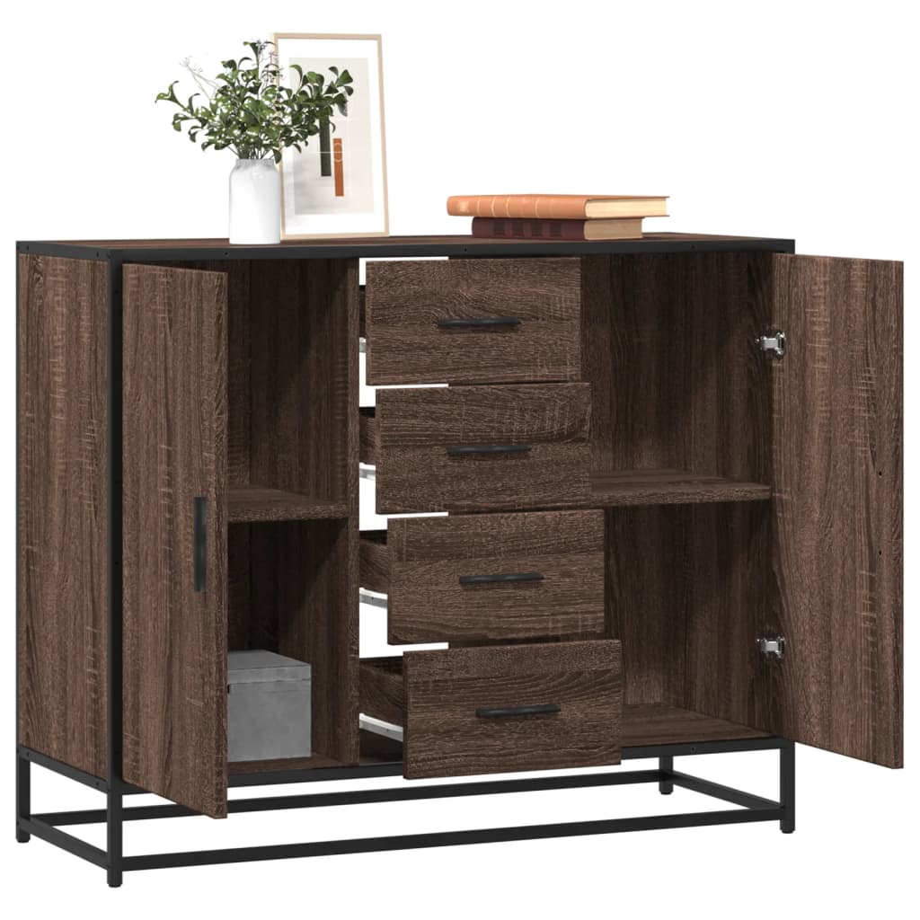 Sideboard καφέ δρυς 92x35x76 cm Ξύλινο μηχανουργικό ξύλο