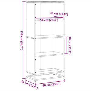 Βιβλιοθήκη  Μαύρο 60x35x139 cm Ξύλινη κατασκευή