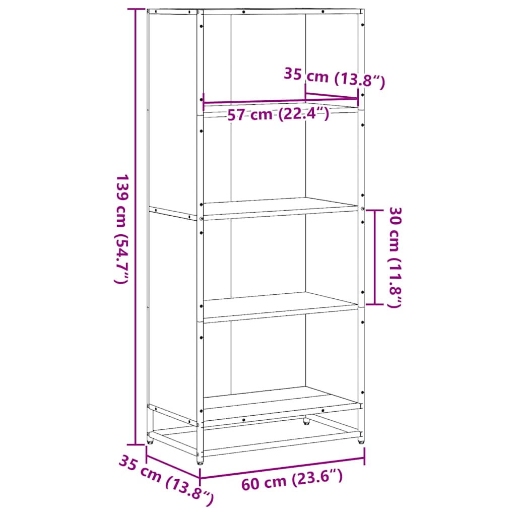 Βιβλιοθήκη Sonoma Oak 60x35x139 cm Ξύλινη κατασκευή