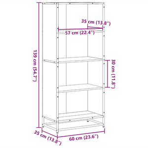 Βιβλιοθήκη καπνιστή βελανιδιά 60x35x139 cm Ξύλινη κατασκευή