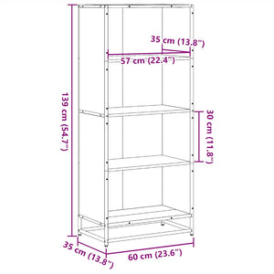 Βιβλιοθήκη καφέ δρυς 60x35x139 cm Ξύλινη κατασκευή