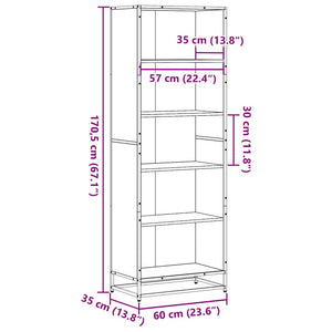 Βιβλιοθήκη  Μαύρο 60x35x170,5 cm Ξύλινη κατασκευή