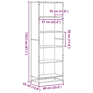 Βιβλιοθήκη Sonoma Oak 60x35x170,5 cm Ξύλινη κατασκευή