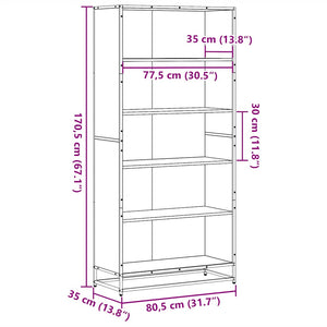 Βιβλιοθήκη Sonoma Oak 80,5x35x170,5 cm Ξύλινη κατασκευή