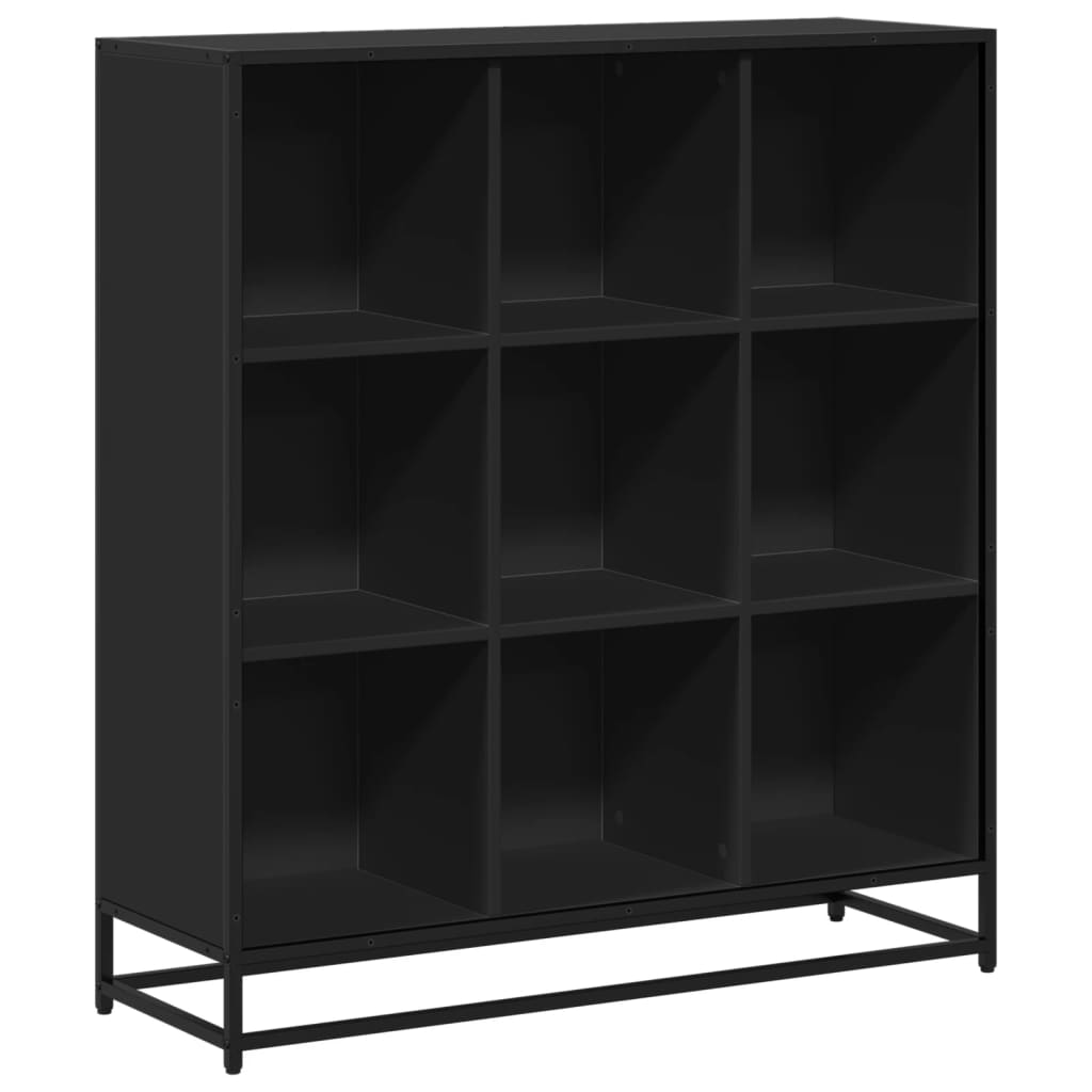 Βιβλιοθήκη Μαύρη 97,5x33x107,5 εκ. Επεξεργασμένο Ξύλο & Μέταλλο